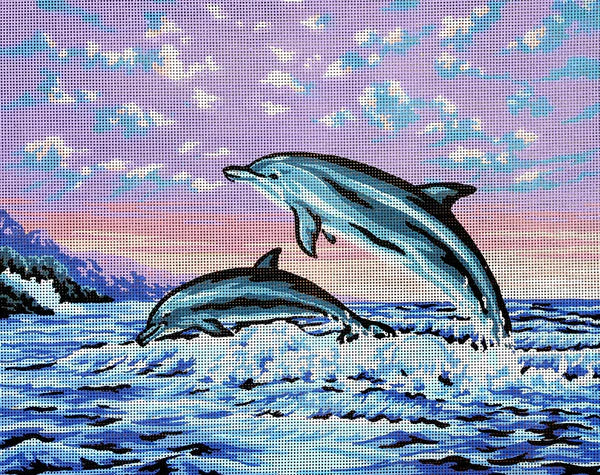 Dolphins - Tapestry Canvas by Collection D'Art 11410