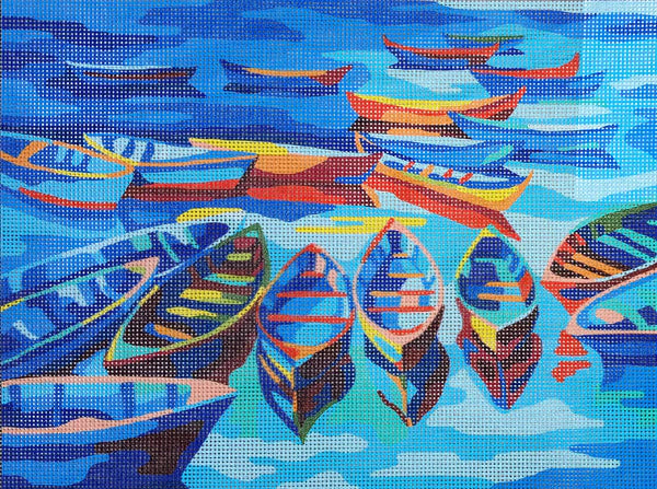 Boats - Tapestry Canvas by Collection D'Art 10481