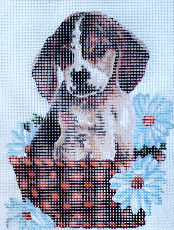 Dog in Basket Tapestry Canvas by Gobelin L 43.203