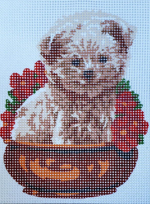 Dog in Bowl Tapestry Canvas by Gobelin L 43.204
