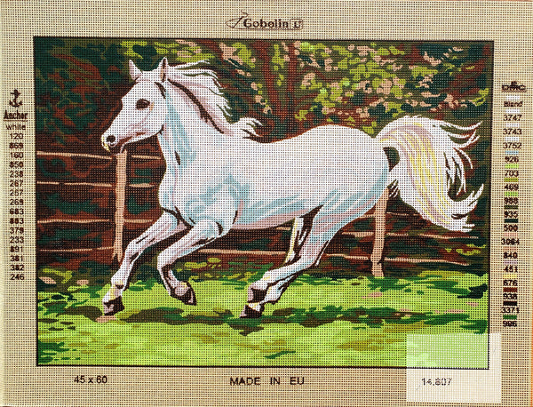 White Horse Tapestry Canvas by Gobelin 14.807