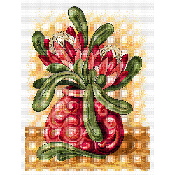 Proteas in a Pink Vase FJP-2022 by Country Threads
