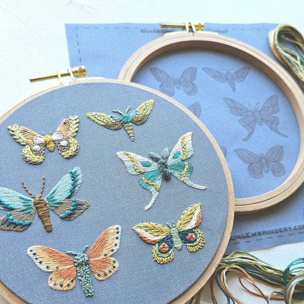 Moth Sampler Embroidery Kit by Jessica Long