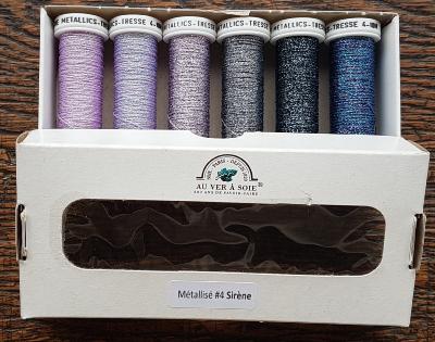 Au Ver A Soie - 6 Pack of Metallic #4 Purple/Blue Thread