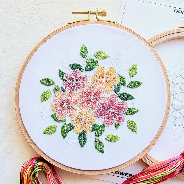 Lacy Flowers Embroidery Kit by Jessica Long