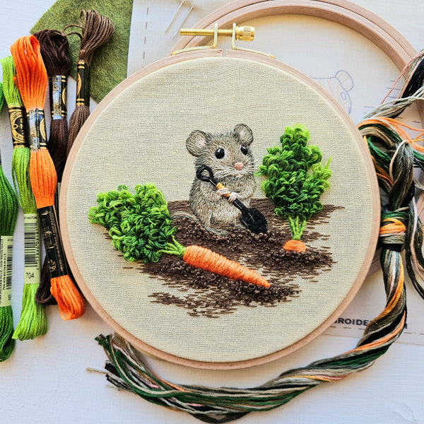 Garden Mouse Embroidery Kit by Jessica Long