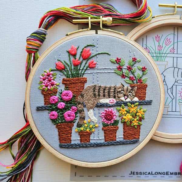 Catnap Embroidery Kit by Jessica Long