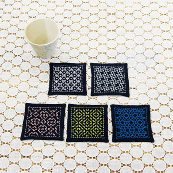 Sashiko Coaster Kit by Olympus SK-331 Navy