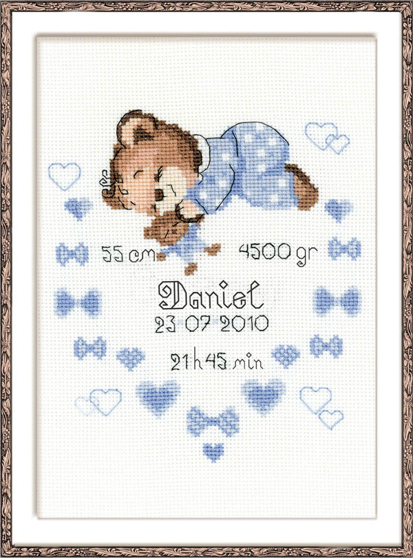 Boys Birth Announcement Cross Stitch Kit  by Riolis 1124