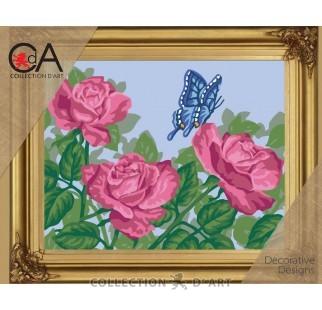 Roses and Butterfly - Printed Tapestry Canvas Kit 6244K by Collection D'Art