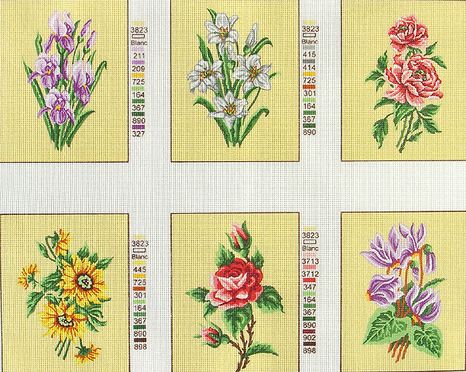 Floral Designs x 6 Tapestry Canvas by Gobelin 41.206