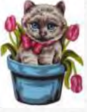 Cat in Flower Pot Tapestry Canvas by Gobelin 43.201