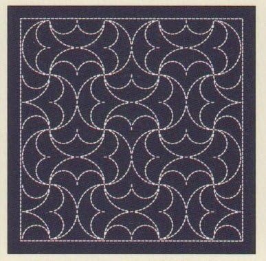 Sashiko Sampler Linked Semi-circles - Navy by Olympus H-2038