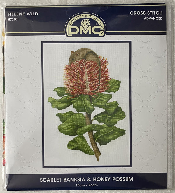 Scarlet Banksia & Honey Possum Cross Stitch Kit 577101 By DMC