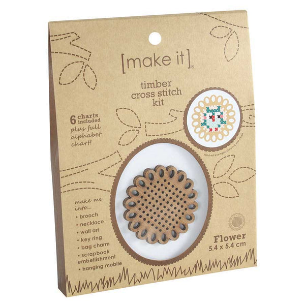 Flower Timber Shape Cross Stitch Kit by Make IT