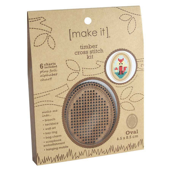 Oval Shaped Timber Cross Stitch Kit by Make It