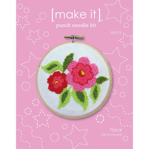 Make It - 10cm Round Punch Needle Kit - Floral