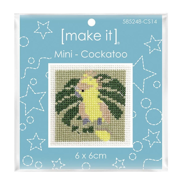 Cockatoo Mini Cross Stitch Kit by Make It 585248-CS14