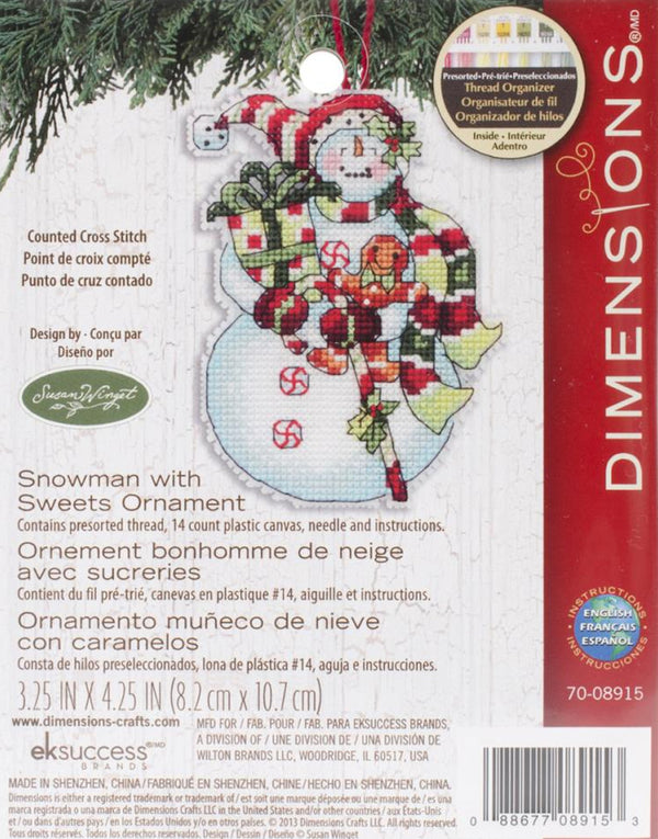 Snowman with Sweets Ornament Counted Cross Stitch Kit 70-08915 by Dimensions