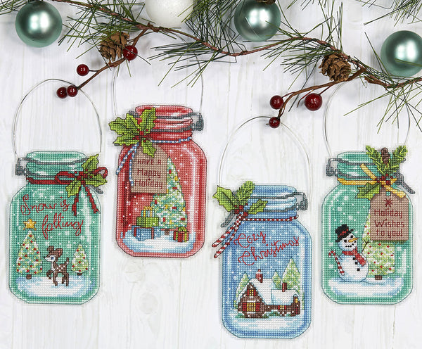Christmas Jar Ornaments Cross Stitch Kit 70-08964 by Dimensions