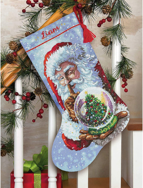 Santa's Snow Globe Stocking Cross Stitch Kit 70-08985 Gold Collection by Dimensions