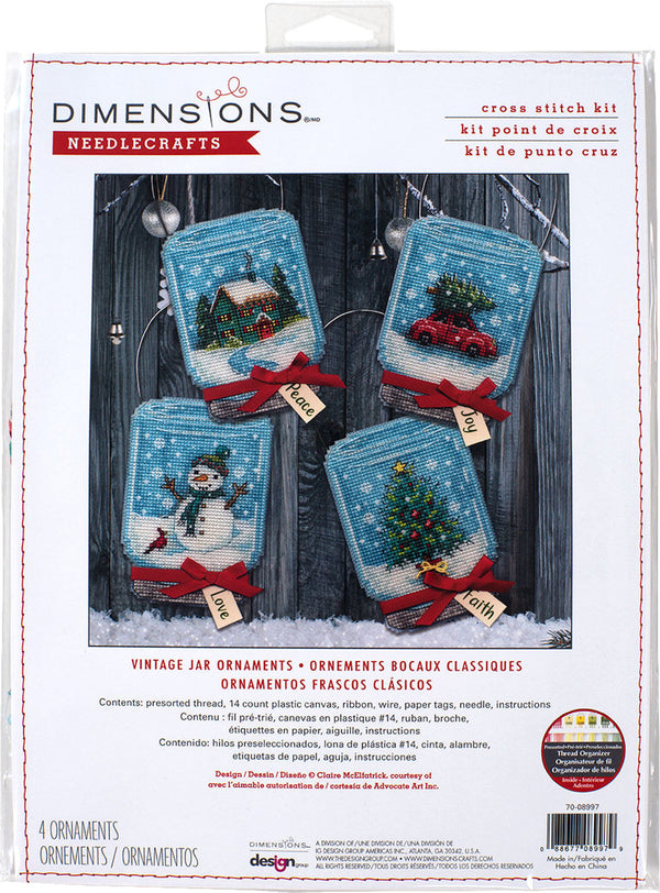 Vintage Jar Ornaments Cross Stitch Kit 70-08997 by Dimensions