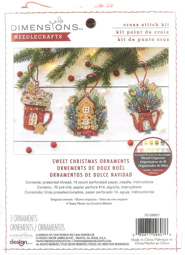 Sweet Christmas Ornaments(Set of 3) Cross Stitch Kit 70-09607 by Dimensions