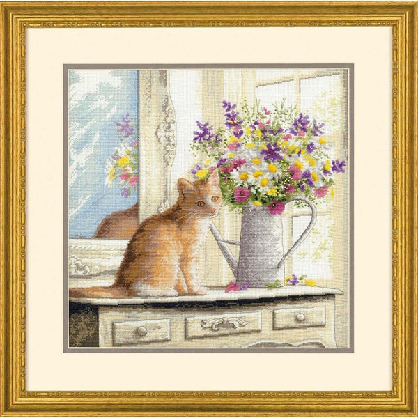 Kitten in the Window Cross Stitch Kit 70-35359 Gold Collection by Dimensions