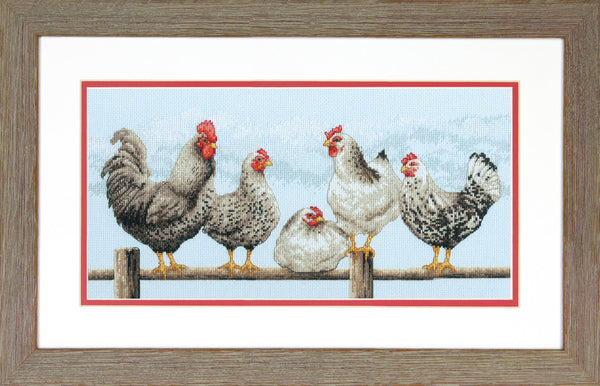 Black & White Hens Cross Stitch Kit 70-35407 by Dimensions