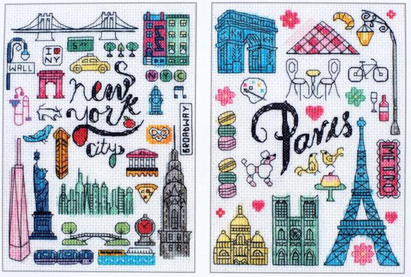 New York & Paris Cross Stitch Kit 70-35407 by Dimensions