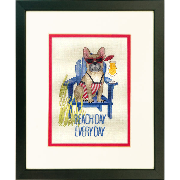 Beach Day Dog Cross Stitch Kit by Dimensions 70-65195