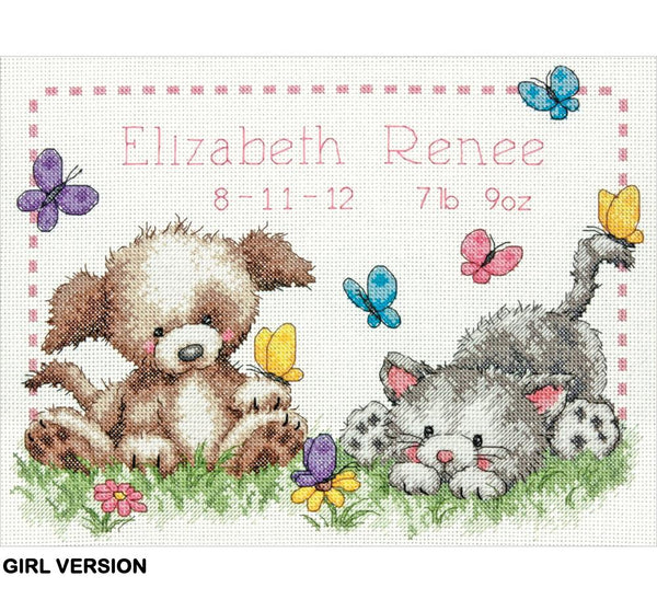 Pet Friends Birth Record Cross Stitch Kit by Dimensions 70-73883