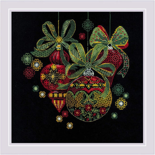Holiday Ornaments Blackwork Kit by Riolis 2226