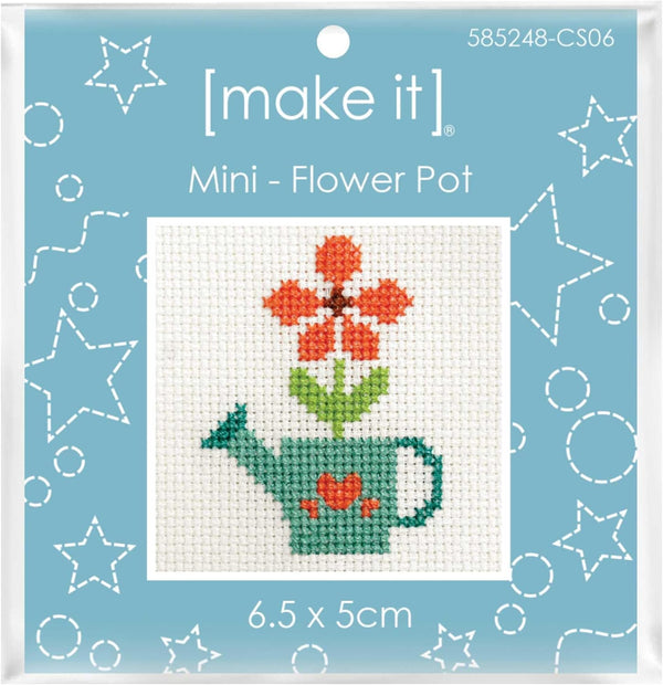 Flower Pot Mini Cross Stitch Kit by Make It 585248-CS06