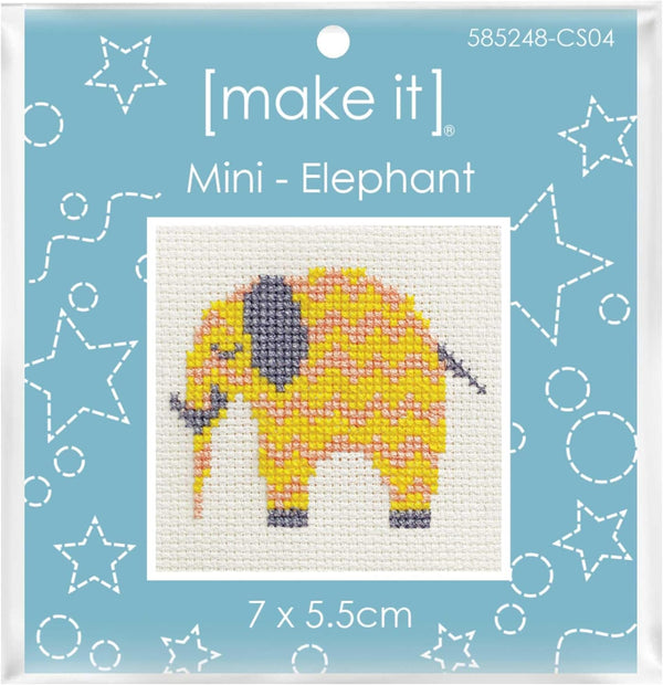 Elephant Mini Cross Stitch Kit by Make It 585248-CS04