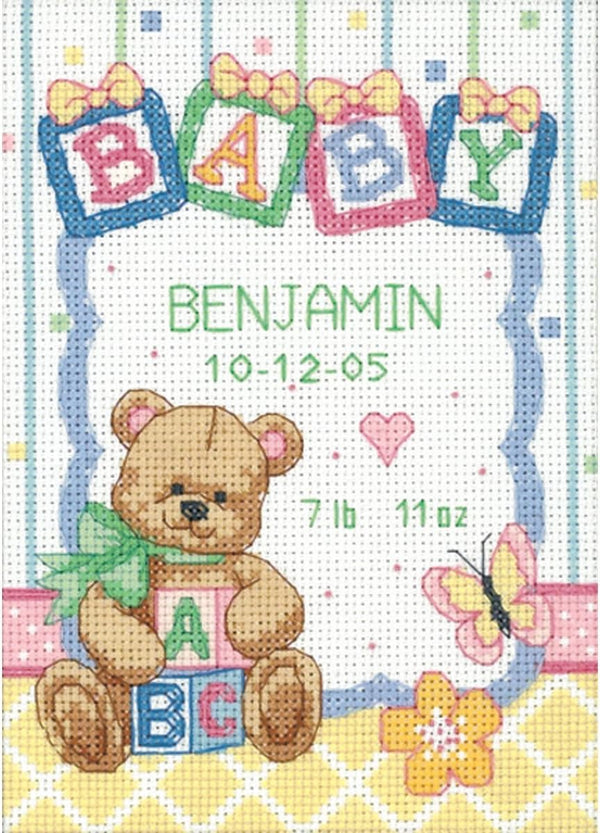 Baby Blocks Birth Record Cross Stitch Kit 73049 by Dimensions