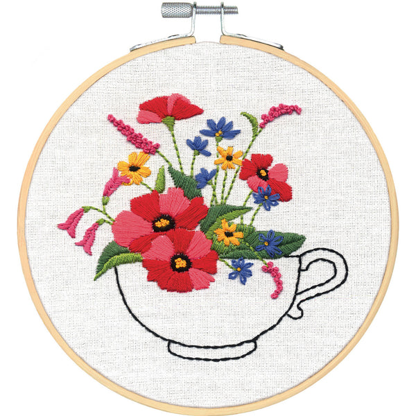 Teacup Bouquet Embroidery Kit 72-76195 by Dimensions