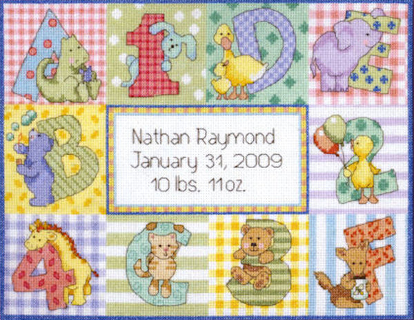 Zoo Alphabet Birth Record Cross Stitch Kit 73472 by Dimensions
