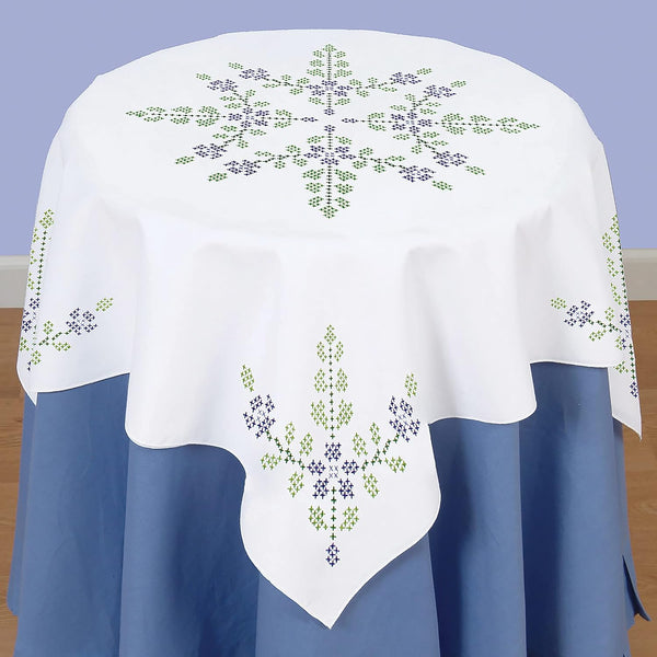 Floral Table Topper Stamped Cross Stitch by JDNA 550-358