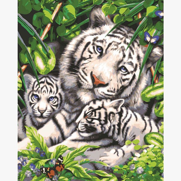 White Tiger and Cubs - Tapestry Canvas by Grafitec 11881