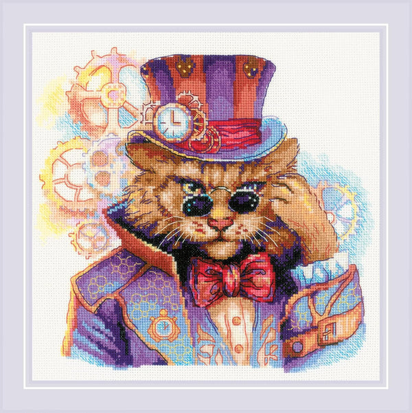 Steampunk Cat Cross Stitch Kit by Riolis 2278