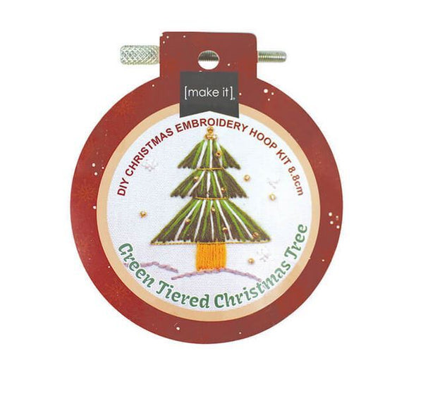 Green Tiered Christmas Tree - DIY Christmas Embroidery Hoop Kit 8.8cm