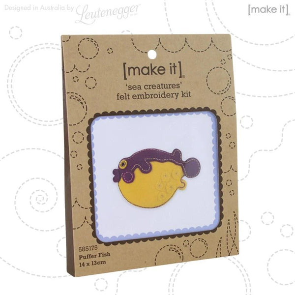 Puffer Fish - Sea Creatures Felt Embroidery Kit by Make It 585175