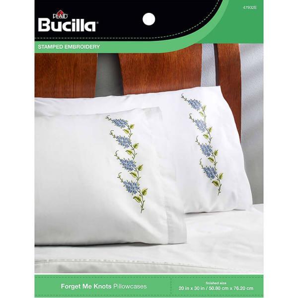 Bucilla Stamped Pillowcases (2) - Forget Me Knots