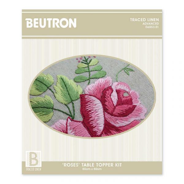 Roses Table Topper Kit - Traced Linen 06053.01 by Beutron