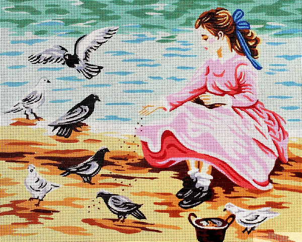 Feeding the Birds Tapestry Canvas by Gobelin 14.859