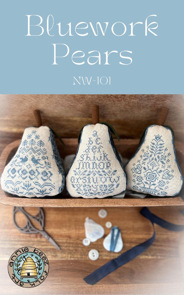 Bluework Pears NW-101 by Annie Beez Folk Art