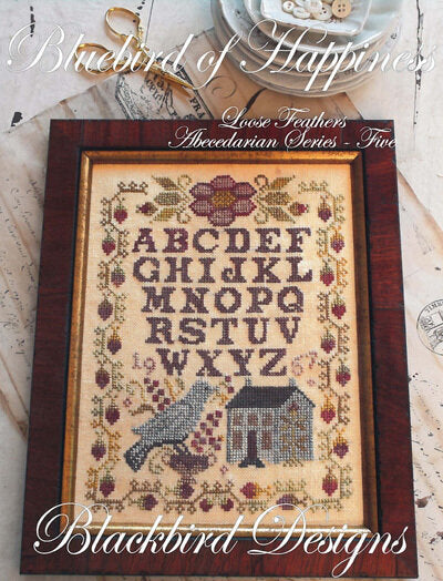 Bluebird of Happiness - Loose Feathers Abecedarian Series - Five by Blackbird Designs