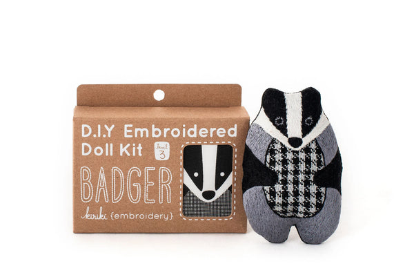 Badger D.I.Y Embroidered Doll Kit by Kiriki Press