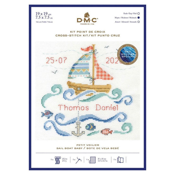 Sail Boat by DMC - Birth Record Cross Stitch Kit BK1877